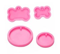 SOLUSTRE 4 pezzi Stampi Silicone per Portachiavi Forma Osso Cane Morbidi e Resistenti per Creazioni DIY con Glitter e Fiori Secchi Kit Unico per Amici e Famiglia