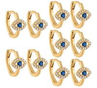 SOLUSTRE 5 Paia Orecchini a Clip Minimalisti Occhio Diabolico in Ottone Oro, Leggeri ed Eleganti per Donna, per Feste e Cocktail Party