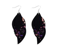 SOLUSTRE 5 Paia Orecchini Donna Multistrato in Pelle a Forma di Foglia in Platino Eleganti e Decorativi per Casa e Ufficio Stile Misto alla Moda Stile Casuale