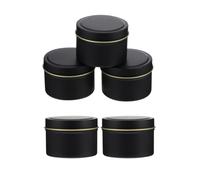 SOLUSTRE 5 Pezzi Contenitore in Ferro per Candele Fai, Nero, Portatile | Contenitore da Viaggio, Contenitori in Latta per Candele, Vasetti per Candele Fai, Accessori Candele
