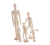 SOLUSTRE 5 Pezzi Manichino da Disegno in Legno con Supporto Modello Umano Articolato Flessibile per Studio Anatomia e Pratica Artistica Manichino Artistico Stabile per Tavolo