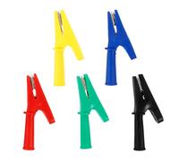 SOLUSTRE 5 Pezzi Morsetti Molla Isolati Coccodrillo in Rame Nichelato Gomma Apertura 10mm 10a per Componenti Elettrici e Test Sicuro