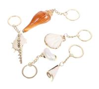 SOLUSTRE 5 pezzi Portachiavi con Ciondolo in Conchiglia Naturale Accessori Artigianali per Chiavi Auto Borse e Decorazione Unica per Amanti del Mare