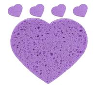 SOLUSTRE 5 Pezzi Spugnette Struccanti a Forma di Cuore in Spugna Morbida, per Pulizia Viso ed Esfoliazione, Espandibili Acqua, Colore Viola Vibrante