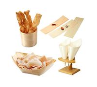 SOLUSTRE 50pezzi Coppette Legno Monouso Per Gelato Coni Decorativi Per Stuzzichini e Dessert Per Feste e Catering