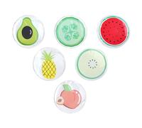 SOLUSTRE 6 Pezzi Cuscinetti Oculari Rinfrescanti a Forma di Frutta, Gel Pvc Riutilizzabili per Terapia Calda e Fredda per Festa Estiva e Sollievo Affaticamento Occhi