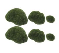 SOLUSTRE 6 Pezzi Pietre di Muschio Artificiale Realistiche in Schiuma Verde per Decorazioni da Giardino e Fai da Te, Facili da Posizionare e Adatte per Ambienti Domestici ed Elfi