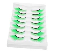 SOLUSTRE 7 paia Ciglia Finte Verdi Extra Lunghe per Trucco Palcoscenico e Feste di Halloween St Patrick S Day Cosplay Party Mascara