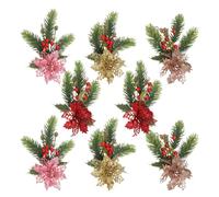 SOLUSTRE 8 Bastoncini Floreali di Bacche Rosse: Decorazioni Natalizie con Rami di Bacche per composizioni Natalizie - centrotavola e Decorazioni per Feste
