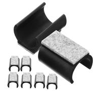 SOLUSTRE 8 Pezzi Feltrini per Gambe di Sedia a Forma di U Aperta 25mm in Feltro Nero e Plastico, Protezioni Antiscivolo e Antirumore per Mobili e Sedie