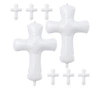 SOLUSTRE 8 Pezzi Palloncini Per Battesimo Religiosa Il Palloncini Per Shower Per Battesimo Primavera Rosa Iridescente Primo Bianca Alluminio