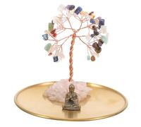 SOLUSTRE Albero con Statua Buddha Decorazione da in Resistente e Soprammobile Feng Shui e Ufficio Centrotavola Moderno e