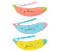 SOLUSTRE Astucci Portapenne a Forma di Banana Set da 3 in Silicone Design Creativo e Adorabile, Capacità Colore Assortito Pratico e Resistente per Studenti