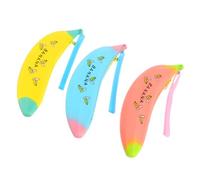 SOLUSTRE Astuccio per Penne Confezione da 3 Pezzi a Forma di Banana in Silicone Creativo e Adorabile, Custodia Portapenne Capacità Grande Colore Assortito per Studenti