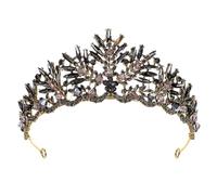 SOLUSTRE Barocca Vintage - Tiara da Sposa in Lega Nera, Copricapo da Sposa Gotico, Accessorio per con Strass per Donna, 5,51 X 3,93 X 2,16 Pollici