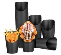 SOLUSTRE Bicchieri Monouso Neri 14oz Apertura Obliqua in Carta Robusta per Servire Snack e Patatine, Grande Capacità per Ristoranti e Feste, Confezione da 100 Pezzi