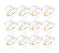 SOLUSTRE Braccialetti Croce di Preghiera e Perline, 12 Pezzi, Braccialetti Rosari Cattolici per Bomboniere Comunione e Regali Prima Comunione