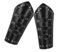SOLUSTRE Bracciali da Braccio in Pelle Artificiale Neri per Cosplay Medievale e Rinascimentale, Design Autentico Vestibilità Ergonomica, 2 Pezzi per Eventi di Ruolo