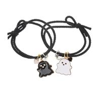 SOLUSTRE Bracciali per Coppia Cuore Magnetico in Lega e Corda Elastica Nera, Morbidi e Accattivanti, per Attività All'aperto e Celebrazioni Significative, Confezione da 2 Pezzi