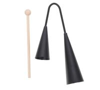 SOLUSTRE Campanacci Doppi a Percussione in Metallo con Bastone in Legno, Strumento Musicale Latino a Due Toni, Set 26x6,5x4 Cm per Ragazzo Ragazza e Attività Musicali Educative