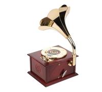 SOLUSTRE Carillon Decorativo a Carica Manuale Vintage in ABS Marrone, Carillon D’Epoca da Tavolo retrò per Decorazione della Scrivania e Centrotavola, Come Ornamento Scenografico