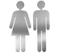 SOLUSTRE Cartello Toilette in Acciaio Inossidabile Argento, Targhe Segnaletiche Pratiche e Creative per Lavatory e Public Toilet, Simbolo Toilette Uomo Donna