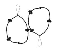 SOLUSTRE Catenelle per Cellulari Cuore in Resina Nero 2 Pezzi Braccialetto da Polso Anti-perdita Elegante e Indossabile per Donne e Ragazze