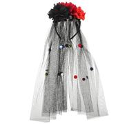 SOLUSTRE Cerchietti floreali in velo di rete per Halloween, stile gotico, copricapo floreale per la sposa fantasma del dei Morti, per feste di ballo in costume di Halloween