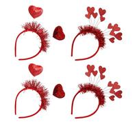 SOLUSTRE Cerchietti per Chioma a Forma di Cuore Paillettes Rosse Set da 4 Pezzi Copricapo per Festa degli Innamorati e Feste di Compleanno Fascia Antiscivolo per Donne e Ragazze