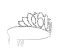 SOLUSTRE Cerchietto Corona Numero Argento per Compleanno Strass, Decorazione Torta Elegante in Lega, Accessorio Chioma per Donne e Ragazze Festa 60 Anni