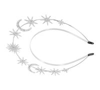 SOLUSTRE Cerchietto da Sposa Corona a Doppio Strato in Metallo Argento Stelle, Comodo e Stabile per Donne, per Matrimoni e Fiere Rinascimentali