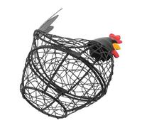 SOLUSTRE Cestino Organizer Stabile e Salvaspazio con Design Ventilato in Ferro Nero Porta Uova e Coperchio a Forma di Gallina per Cucina e Zona Pranzo