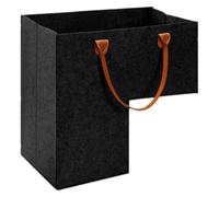 SOLUSTRE Cestino Portaoggetti per Scale a Forma in Feltro Nero con Manici, Organizer Pieghevole per Casa, Porta Panni Sporchi e Giochi, Contenitore Salvaspazio per Gradini