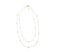 SOLUSTRE Collana a Strati Di Perle Lunga Da Donna, Catena Dorata Resistente Allo Sbiadimento, Gioielli Eleganti Per Regalo e Uso Quotidiano