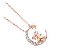 SOLUSTRE Collana con Ciondolo Coniglio in Argento con Zirconi Stelle e Femminile Elegante per Ragazze e Donne Catena Clavicola Rosa