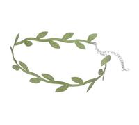 SOLUSTRE Collana Donna Fashion con Pendente Foglia Verde in Poliestere Choker Corto Elegante per Ragazza e Donna Accessorio Raffinato per Feste e Uso Quotidiano