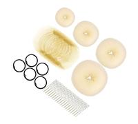 SOLUSTRE Completo Donut Hair Bun Maker Beige Strumento per Acconciature con Anelli Modellanti Elastici e Fermagli Kit Leggero e Morbido per Sposi e Uso Quotidiano