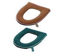 SOLUSTRE Copriasse WC Rotondo in Flanella Verde 2 Pezzi con Chiusura a Cerniera, Imbottitura Morbida e Calda per Bagno Inverno, Adatto alla Maggior Parte dei Sedili Colore Colore Casuale