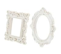 SOLUSTRE Cornice per Foto Vintage 2 Pezzi Bianca Ovale e Quadrata da Parete per Decorazione Stanza Ragazza Elegante e Pratica