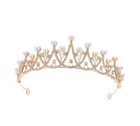 SOLUSTRE Corona D'epoca Barocca in Lega con Cristalli e Perle per Sposa e Donne, Diadema Retrò per Matrimoni, Anniversari e Eventi Eleganti