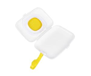 SOLUSTRE Custodia per Salviette Bagnate per Ragazzo Ragazza in Plastica Leggera e Portatile, Scatola Dispenser Gialla, per Appenderla alla Culla o Metterla nella Borsa