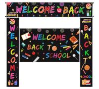 SOLUSTRE Decorazioni per Festa di Inizio Scuola Striscione Benvenuti Scuola in Tessuto Resistente e Decorativo, per Back To School Party e Porte Aule