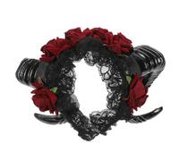 SOLUSTRE Fascia per Capelli con Corna di Pecora E Rose per Halloween - Accessorio Gotico a Forma di Demone per Il Giorno Dei Morti