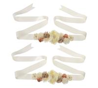SOLUSTRE Fascia per Maternità Regolabile con Fiori e Cristalli Cintura per Pancia Morbida e Chic Accessorio per Foto Gravidanza e Shower Supporto Vita per Futura Mamma Set 2 Pezzi