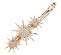 SOLUSTRE Fermaglio Capelli con Strass Dorato Clip Mollettone Donna per Festa Matrimonio Compleanno Accessorio Elegante Resistente e Adatto Tutti i Tipi di Capelli