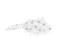 SOLUSTRE Fermaglio da Donna per Chioma Accessorio Nozze Perle e Strass Pettine a Forma di Foglia e Fiore Molletta Artigianale per Matrimoni