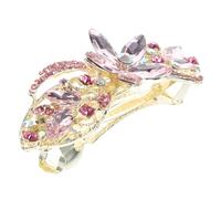 SOLUSTRE Fermaglio Per Chioma Strass a Molla, Mollette Per Chioma Donna Gioielli, Accessorio Elegante Per Feste e Cerimonie, Design Semplice Presa Sicura, Colore Rosa