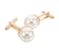 SOLUSTRE Gemelli per Camicia da Uomo Perle 2 Pezzi in Lega di Zinco e Plastica, Bottoni di Perle Sulle Maniche per Smoking e Camicie Francesi, Accessorio Elegante per Abiti da Matrimonio