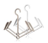 SOLUSTRE Grucce per Scarpe da Appendere in Plastica Pieghevoli, Set 2 Pezzi Bianco e Beige, Appendino per Asciugare Scarpe e Stivali, Organizer per Armadio, Balcone e Ingresso, Scarpiera