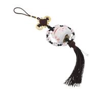 SOLUSTRE Lucky Cat Car Hanging Pendant Ceramics And Polyester Elegant Rearview Mirror Ornament For Fit Durable And Compact Auto Interior Decoration